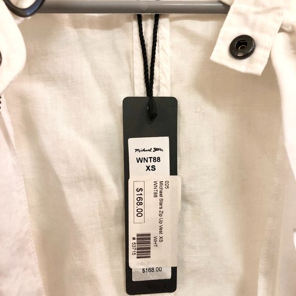 Michael Stars Linen Moto Vest Size XS NWT White - Picture 4 of 13